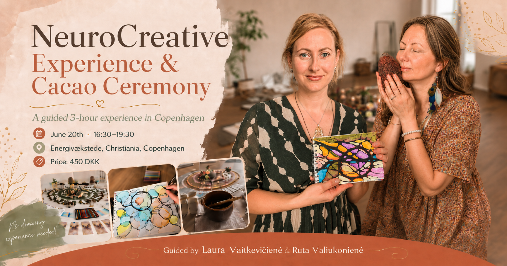 NeuroCreative Experience and Cacao Ceremony in Copenhagen, exploring creativity, reflection and self-discovery through guided neurocreative practice